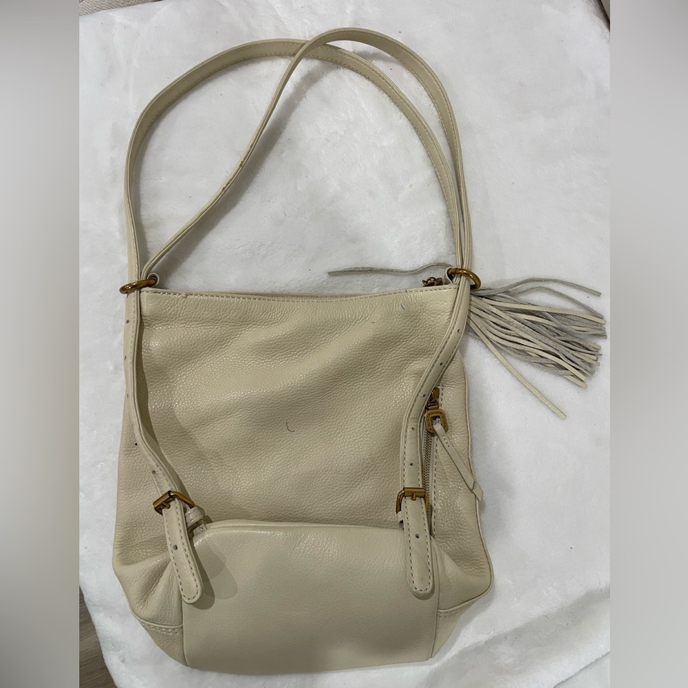 HOBO Cream Leather Hobo Backpack with Tassel - Picture 5 of 12